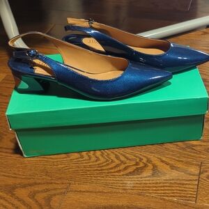 J. Renee Shimmering Navy Slingback Heels